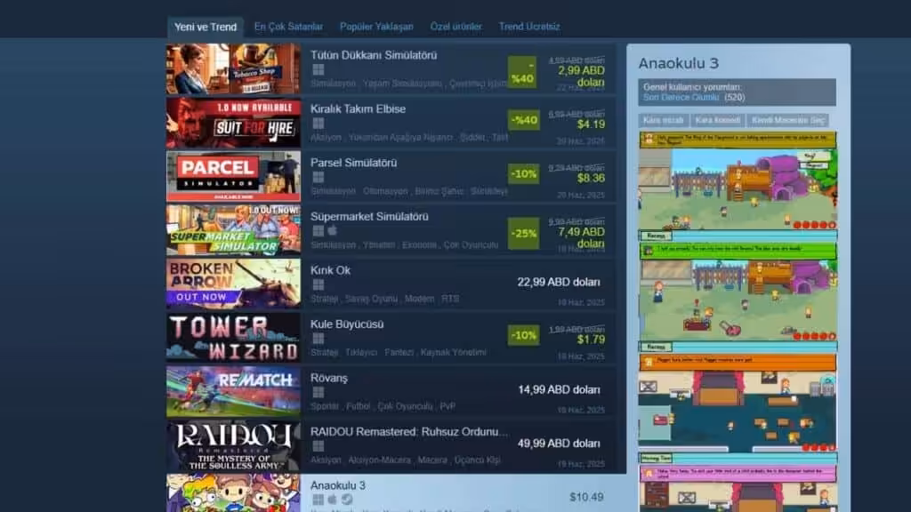 Türkiye Steam Hızı