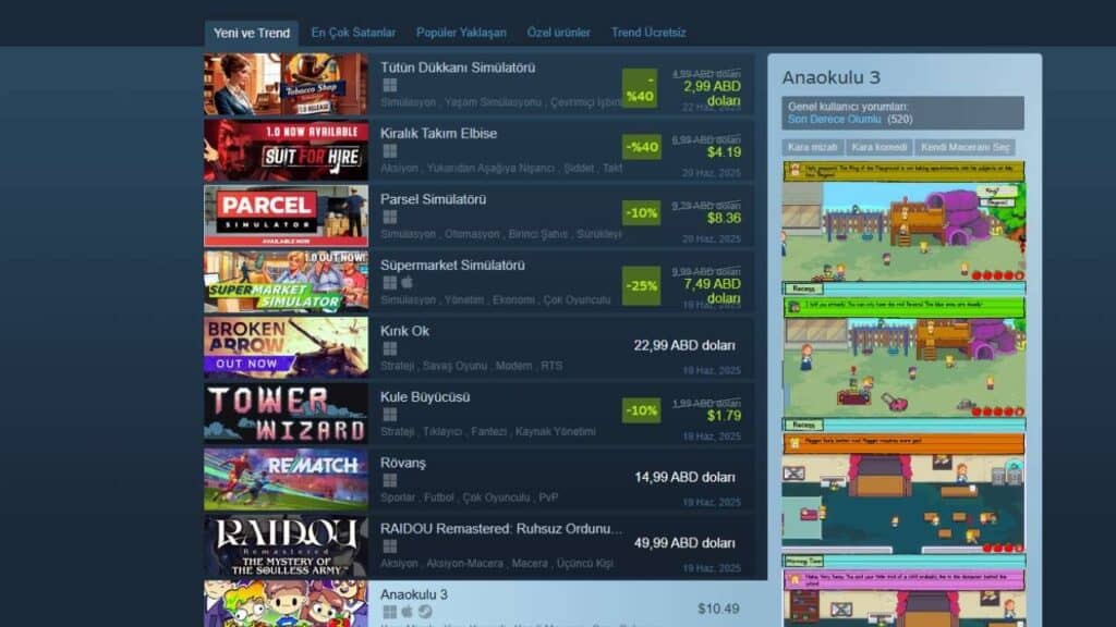 Türkiye Steam Hızı
