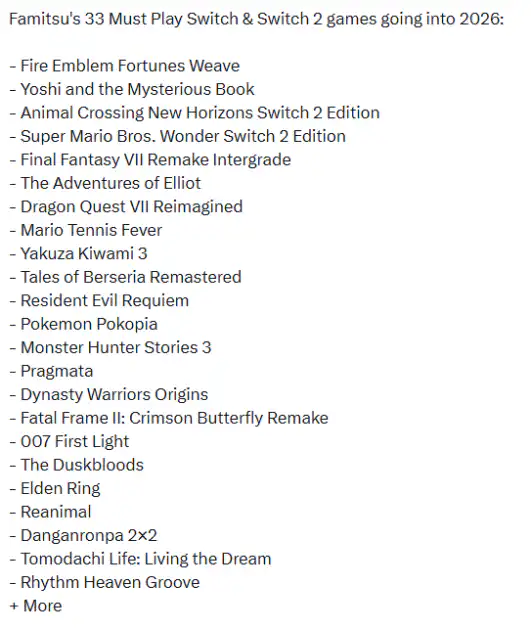 Famitsu Özel Liste