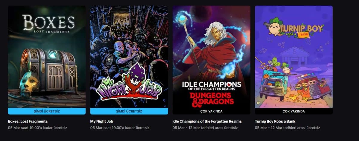 Epic Games 26 Şubat ücretsiz oyunları