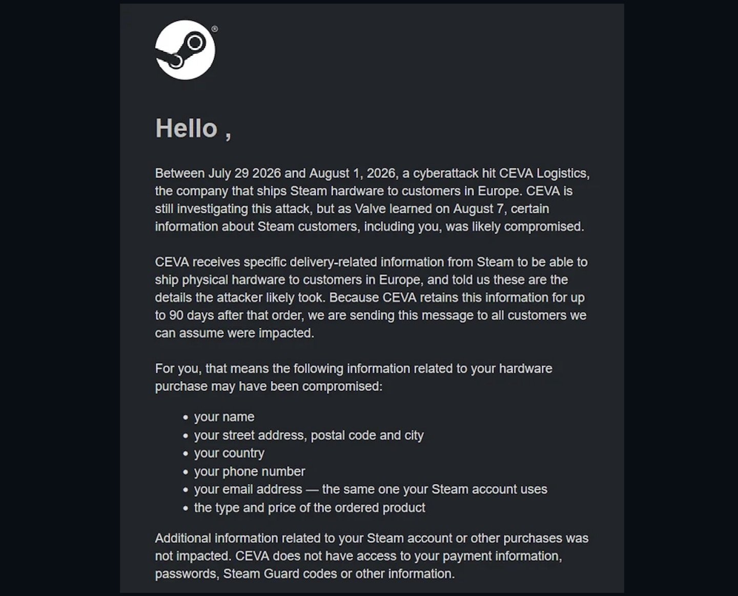 Valve Kullanıcılarına Acil E Posta